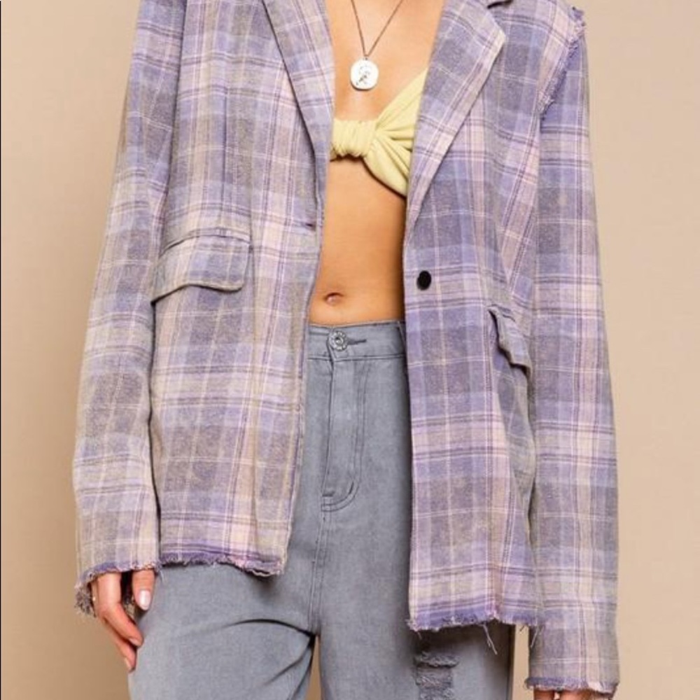 ISO POL Lilac plaid blazer size M or maybe L